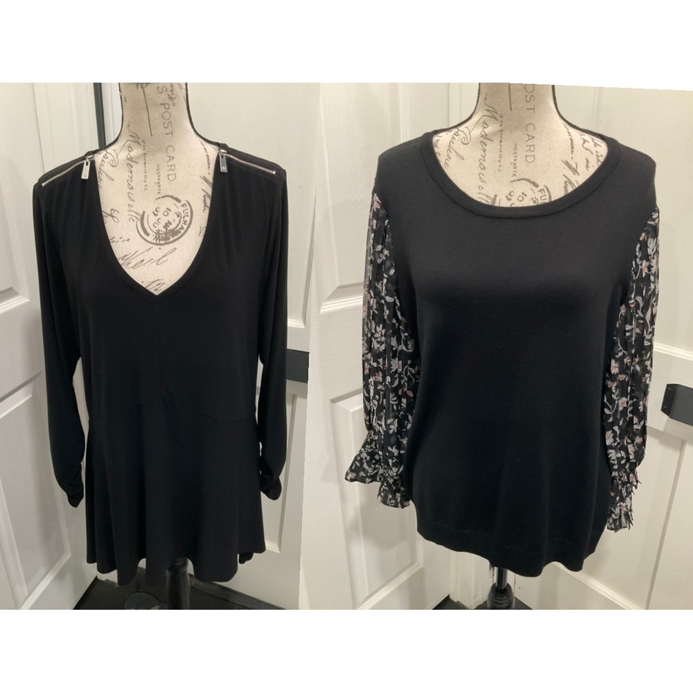 TWO DRESSY BLOUSES TOPS CHAUS AND‎ ADRIANNA PAPELL